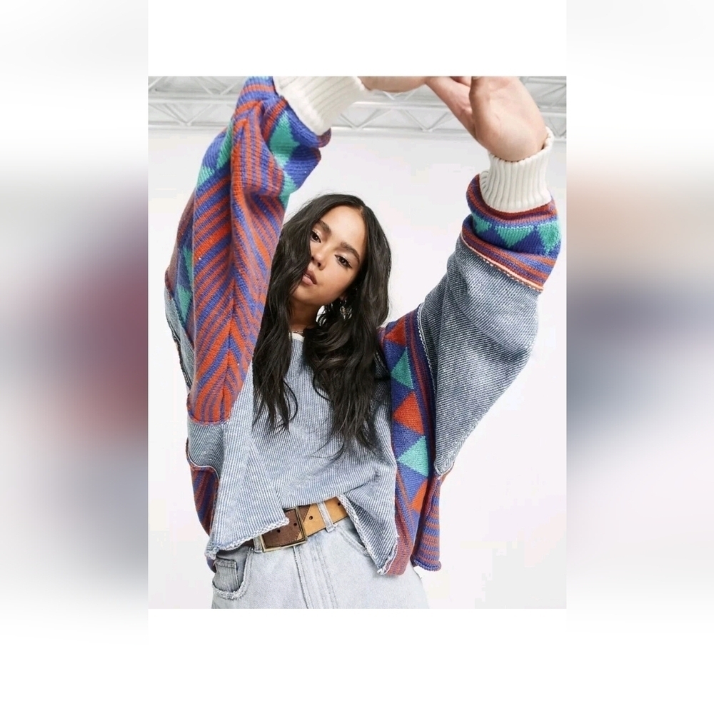 Free People Love Triangle Crop Sweater Oversized Size XS OB1122350